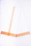 White Dobby Dhoti Dupatta with Orange Border