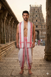 White Dobby Dhoti Dupatta with Red Border