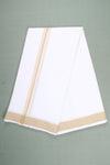 White Dhoti Dupatta with Yellow Dobby Border