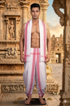 White Dobby Dhoti Dupatta with Red Border