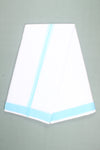White Dhoti Dupatta with Sea Green Dobby Border