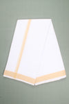 White Dhoti Dupatta with Yellow Border