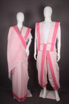Traditional Handloom Couple Set in Peach with Rani Dobby Border