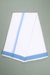 White Dhoti Dupatta with Blue Dobby Border