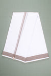 White Dhoti Dupatta with Brown Dobby Border