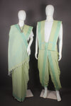 Traditional Handloom Couple Set in Sage Green and Green Dobby Border