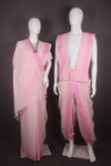 Traditional Handloom Couple Set in Peach and Pink Dobby Border