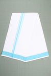 White Dobby Dhoti Dupatta with Sky Blue Border