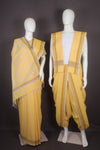 Traditional Handloom Joda Set in Cyber Yellow with Striped Border