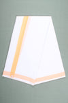 White Self Line Dhoti Dupatta with Orange Border