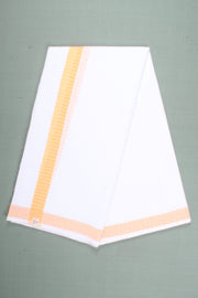 White Self Line Dhoti Dupatta with Orange Border