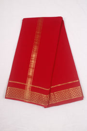 Red Dobby Dhoti Dupatta with Golden Zari Border