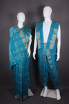 Traditional Handloom Joda Set in Sapphire Blue with Goldan Zari Dobby Border