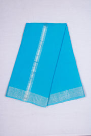 Blue Dobby Dhoti Dupatta with Silver Zari Border