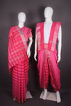 Traditional Handloom Joda Set in Red and Rani with Goldan Zari Dobby Border