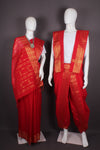 Traditional Handloom Joda Set in Red with Buti and doldan Zari Dobby Border