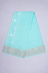 Cyan Dobby Dhoti Dupatta with Golden Zari Border and White Butis