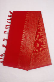 Red and Golden Zari Jacquard Dhoti Dupatta