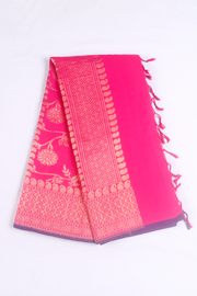 Magenta and Golden Zari Jacquard Dhoti Dupatta