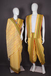 Traditional Handloom Joda Set in Vibrant Yellow with Multicolor Border and Booti Work