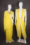 Traditional Handloom Joda Set in Lemon Yellow with Butis and Cream Border