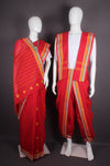 Traditional Handloom Joda Set in Red with Buti and Multi color Border