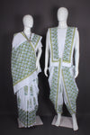 Traditional Handloom Joda Set in Pristine White with Sanganeri Hand Block Print