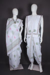 Traditional Handloom Joda Set in Pristine White with Floral Block Print