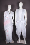 Traditional Handloom Joda Set in White Saganeri Block Print