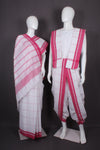 White Check Aahar Joda and Magenta Border