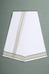 White Dhoti Dupatta with Army Green, Mint Green Border
