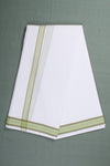 White Dhoti Dupatta with Army Green Border