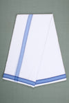 White Plaine Dhoti Dupatta with Blue Border