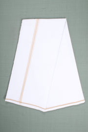 White Plaine Dhoti Dupatta with Yellow Border