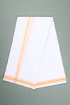 White Plaine Dhoti Dupatta with Orange Border