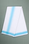 White Plaine Dhoti Dupatta with Sky Blue Border