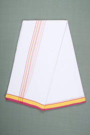 Handloom Dhoti Dupatta Set with Maroon and Yellow Stripes