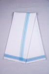 White Dhoti Dupatta with Blue Border
