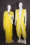Traditional Handloom Joda Set in Lemon Yellow with Cream Border