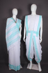 Traditional Handloom Joda Set in White with Sea Green Border