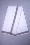 White Dhoti Dupatta with Violet Border