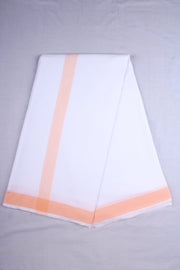 White Dhoti Dupatta with Orange Border