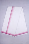 White Dhoti Dupatta with Magenta and Pink Border