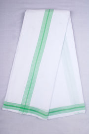White Dhoti Dupatta with Green Border