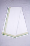 White Dhoti Dupatta with Olive and Leaf Green Border