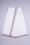 White Dhoti Dupatta with Violet Border