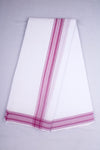 White Dhoti Dupatta with Magenta Border