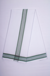 White Dhoti Dupatta with Green Border