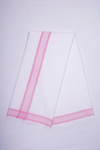 White Dhoti Dupatta with Pink Border
