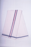 White and Red Lining Dhoti Dupatta with Blue Border